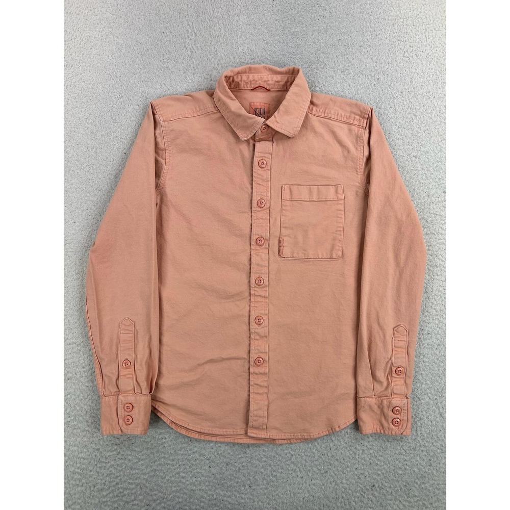 Topo Designs Shirt Womens Medium Pink Organic Cotton Button Up Long Sleeve